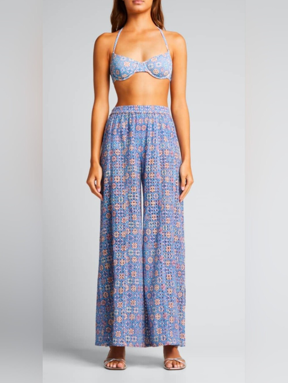 Solid & Striped Logan Eyelet Coverup Patchwork Print Pants Sz XS